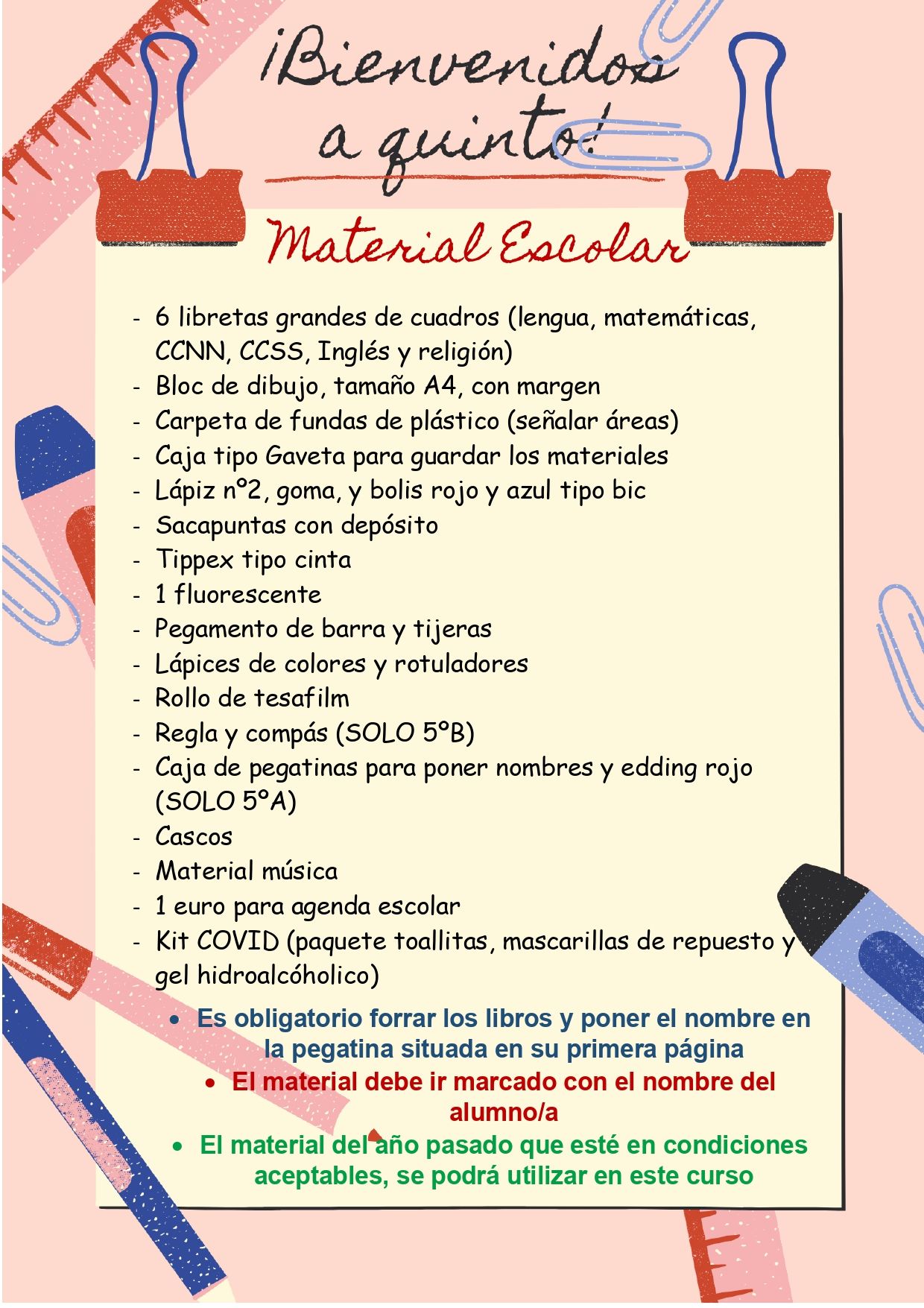 lista material 5º P